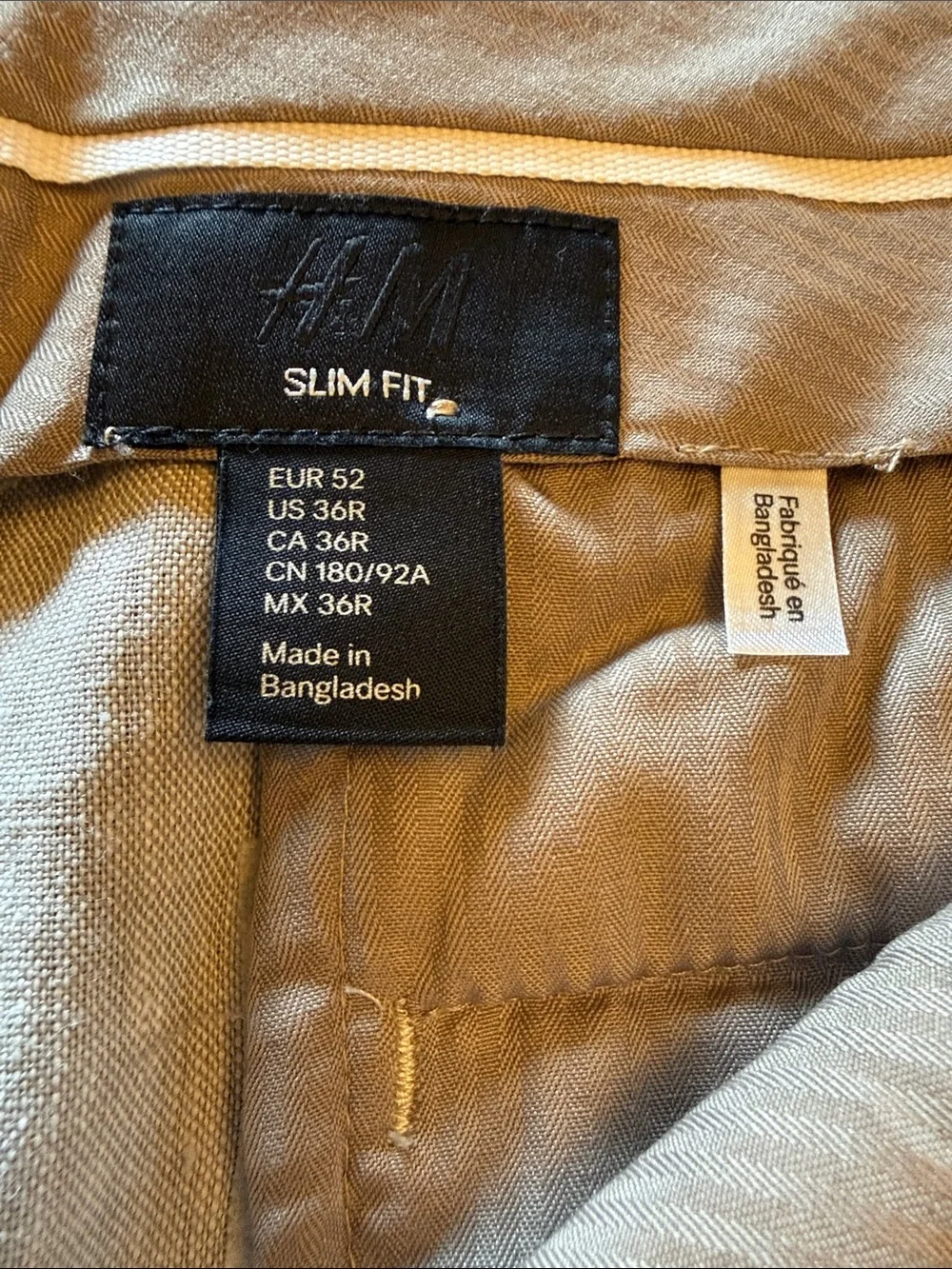 H&M Slim Fit Men's Linen Dress Pants in Light Beige